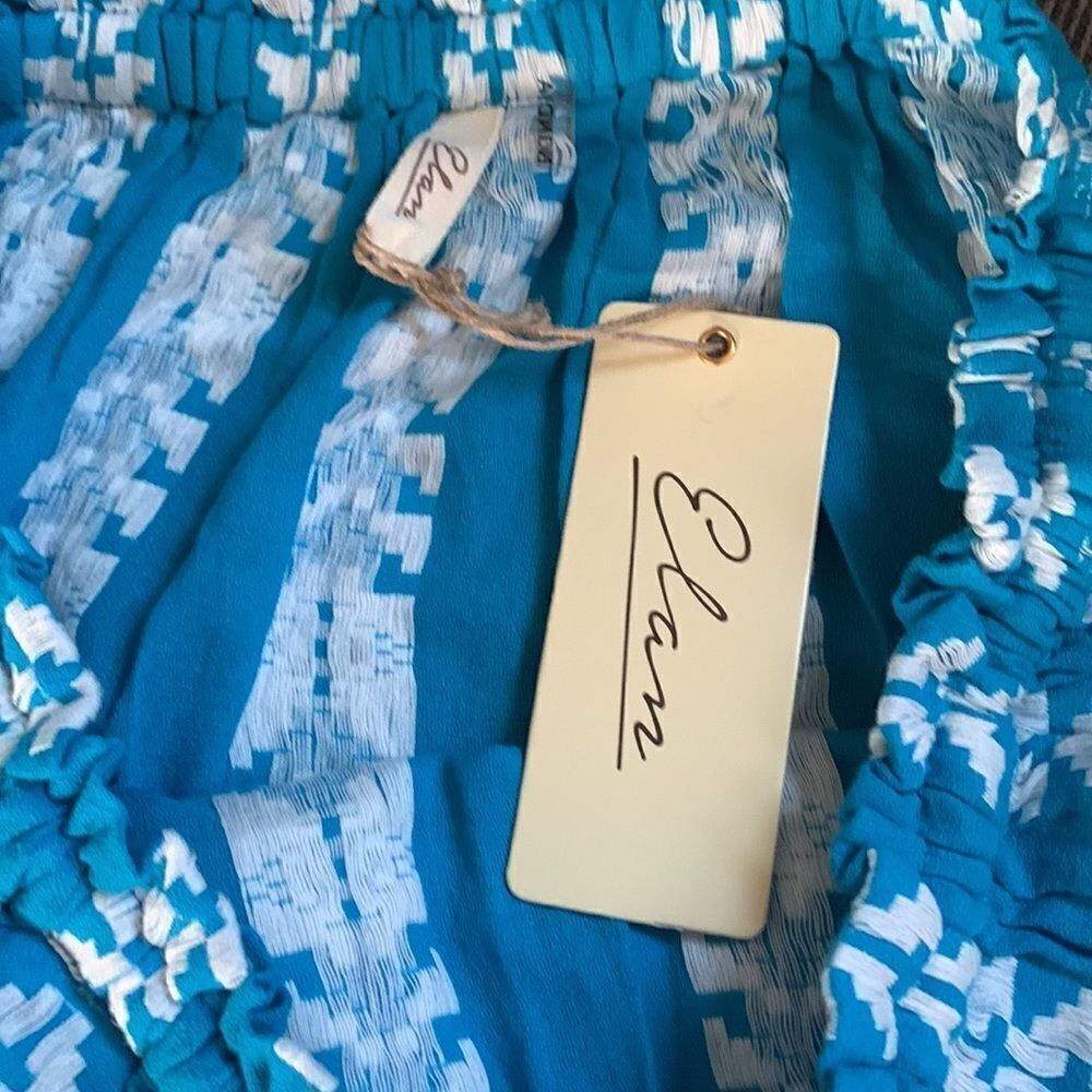 Elan blue with white arrow tribal design skirt with ruffle sz med - Picture 11 of 14